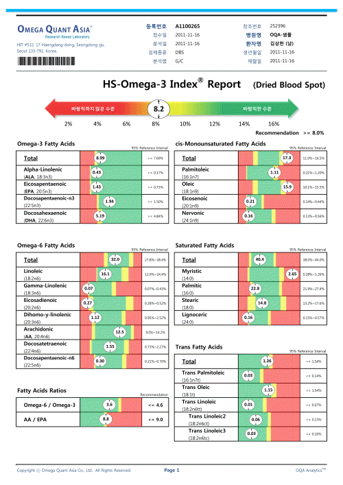 자료실 HSOmega3 Index 샘플 리포트